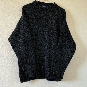 Orkney Island VTG Wool Blend Fishermen Knit Sweater Men's Large Black Gray Gramp